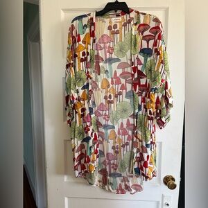 Colorful Mushroom Print Kimono